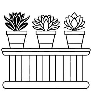 Fröhliches Blumenkübel-Bastelmotiv zum Ausmalen