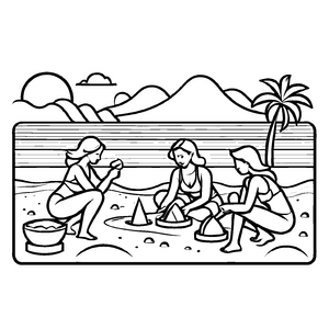 Großartiges Sandburgen-Ausmalbild für Groß und Klein