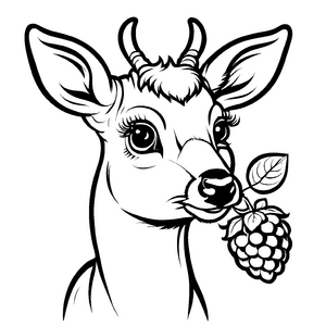 Majestätisches Reh mit saftiger Brombeere Malbild für kleine Naturfreunde