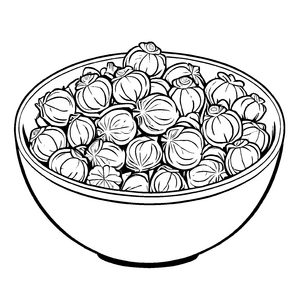 Bezaubernde Früchte in kreativer Schüssel Ausmalbild für kleine Küchenzauberer