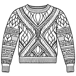Bezaubernder Damen-Pullover mit kunstvollem Mustermix Ausmalvorlage für fantasievolle Designer