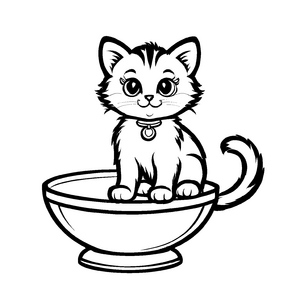 Wunderschöne Katzennäpfe-Ausmalvorlage für kleine Künstler