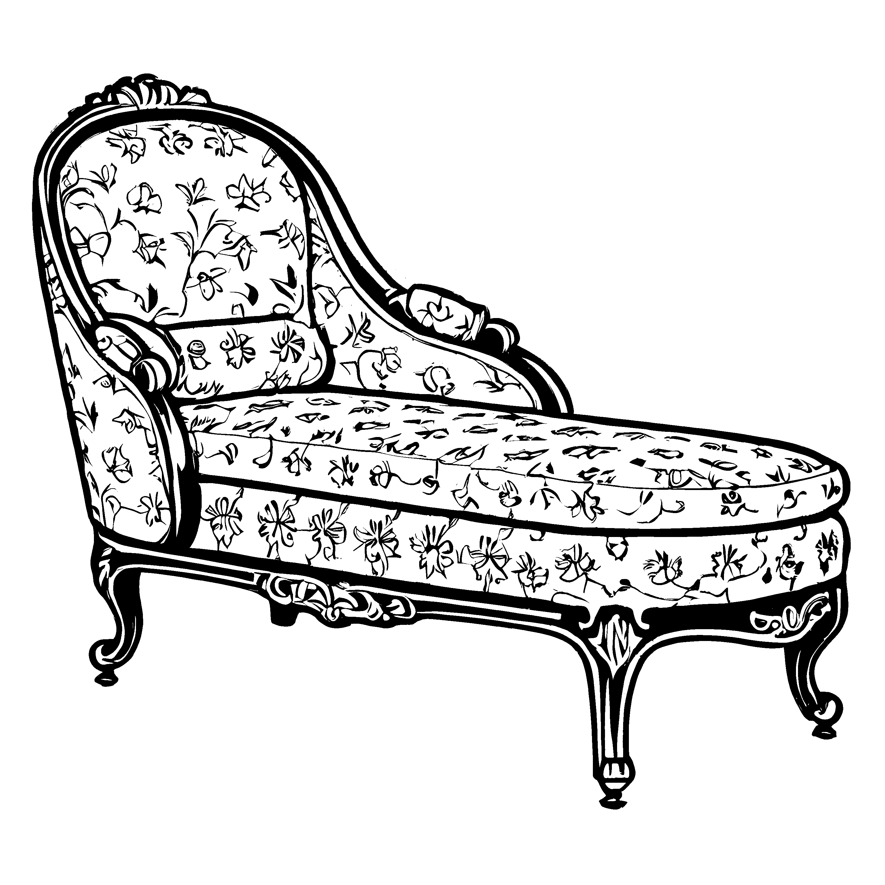 Künstlerische Chaiselongue mit floralem Design Malvorlage für kleine Designliebhaber