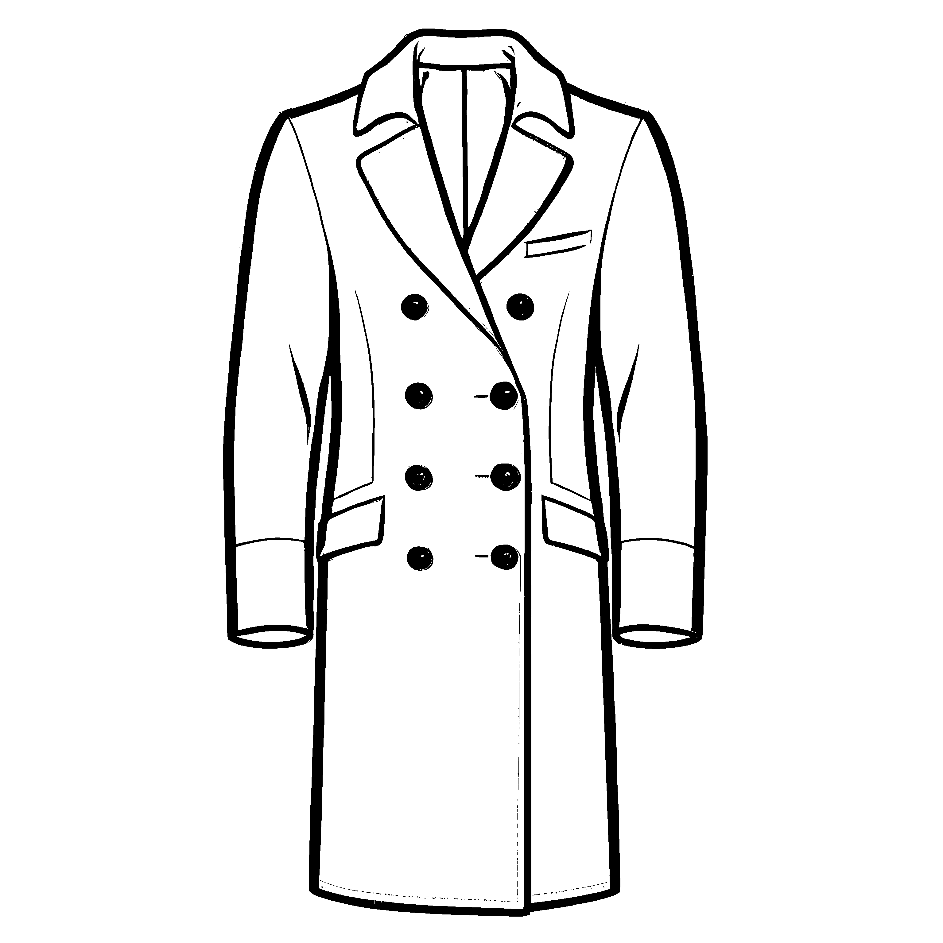 Kreativer Trenchcoat mit auffälligen Knöpfen Malbild für modebewusste Wissenschaftler