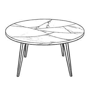 Moderne runde Tischlandschaft mit stylischen Dekorationen Ausmalmotiv für kleine Trendsetter und neugierige Künstler
