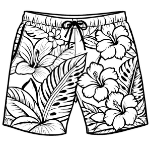 Bezaubernde Herren-Shorts mit prächtigen Blumenmustern Ausmalbild für fröhliche Modekünstler