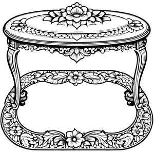 Zauberhafter ovale Tisch mit blühendem Design Malvorlage für fantasievolle Köpfe