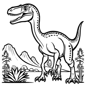 Beeindruckender Deinonychus mit mysteriösen Symbolen Ausmalmotiv für fantasievolle Dino-Künstler