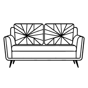 Minimalistisches Designer-Sofa mit zauberhaften Sternen Malvorlage für fantasievolle Künstler und kreative Raumabenteurer