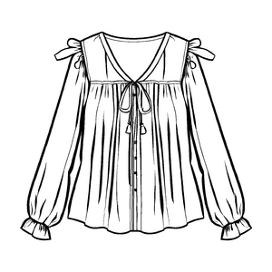 Klassische Damenbluse mit zauberhaften Bindebändern Ausmalvorlage für stilbewusste kleine Designer