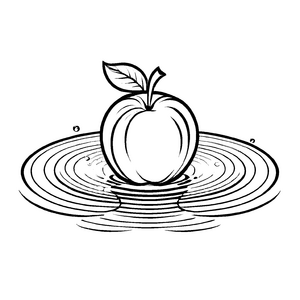 Schwimmender Apfel mit schimmernden Wellen Malvorlage für fantasievolle Künstler