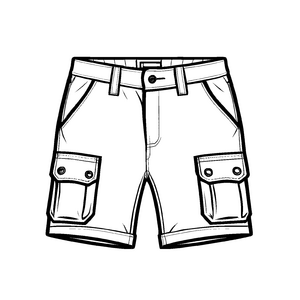 Freche Herren-Shorts mit lässigem Button-Design Ausmalbild für kreative Mode-Zauberer!