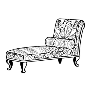 Bezaubernde Chaiselongue mit floralem Motiv Ausmalbild für träumerische Künstler
