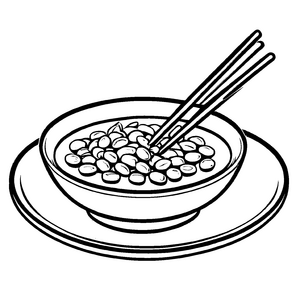 Leckeres Edamame mit essstäbchen in dekorativer Schüssel Ausmalmotiv für abenteuerlustige kleine Feinschmecker