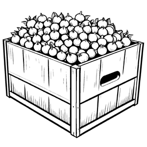 Leckere Mangostan-Früchte in apfelreicher Kiste Ausmalvorlage für kleine Obstkünstler