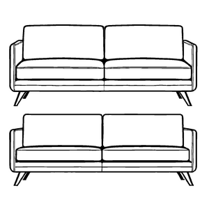 Zwei elegante Sofas in schwarz-weiß Malbild für kleine Raumgestalter mit Fantasie