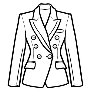Charmanter Damen-Blazer mit coolen Knöpfen Malvorlage für kreative Fashionistas