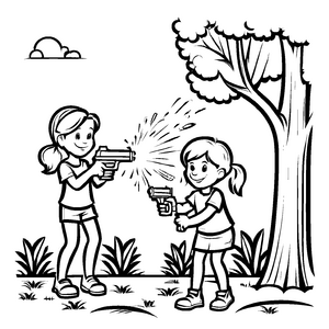 Detailreiches Wasserpistolen-Bastelmotiv für kreative Kids