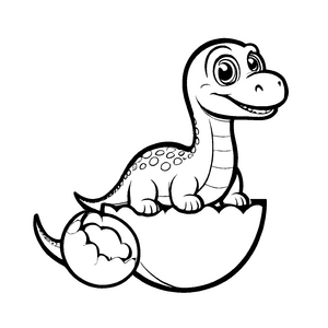 Fröhlicher Diplodocus auf buntem Ei Ausmalbild für fantasievolle Dinosaurier-Entdecker