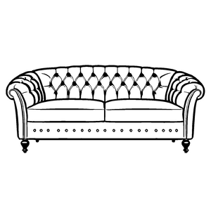 Elegantes Retro-Sofa mit stilvollen Knöpfen Ausmalmotiv für neugierige Designentdecker
