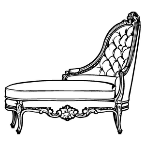 Elegante Chaiselongue mit kunstvollem Muster Ausmalvorlage für stilbewusste Kreativlinge