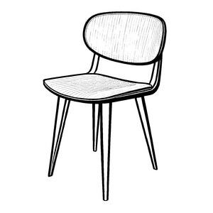 Schlichter Designstuhl in zeitlosem Schwarz-Weiß Malvorlage für neugierige Raumgestalter