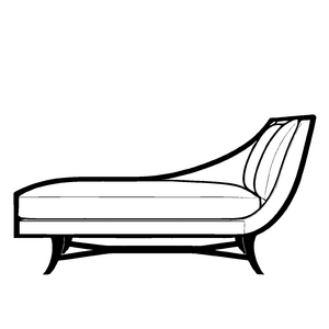 Stylische Chaiselongue in schlichtem Design Ausmalbild für kleine Einrichtungsmeister