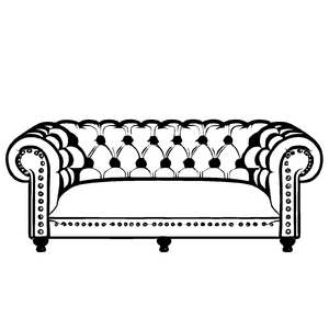 Kreatives Retro-Sofa mit charmanten Verzierungen Ausmalbild für fantasievolle Raumgestalter