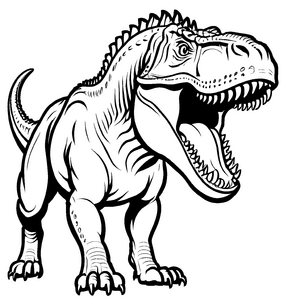 Furchtloser Albertosaurus mit mächtigen Zähnen Ausmalvorlage für kleine Dino-Abenteurer