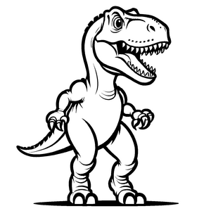 Spaßiger Tyrannosaurus Rex mit breitem Grinsen Ausmalbild für mutige Kreativhelden