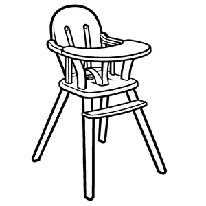 Bequemer Hochstuhl mit verspieltem Design Ausmalvorlage für hungrige kleine Abenteurer