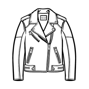 Stylische Damenjacke mit aufregenden Reißverschlüssen Ausmalmotiv für junge Modemagierinnen