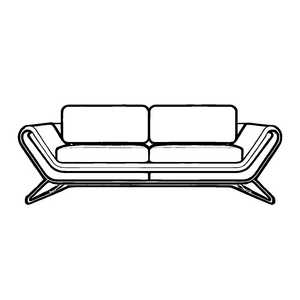 Elegantes Designer-Sofa mit modernem Design Ausmalbild für neugierige Farbkünstler und junge Einrichtungsvisionäre