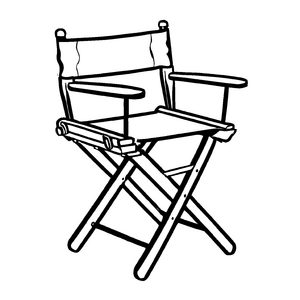 Eleganter Regiestuhl mit geschwungenen Linien Ausmalvorlage für fantasievolle Filmträumer