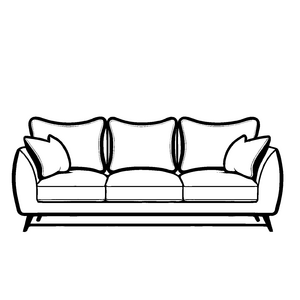 Stylisches Designer-Sofa mit runden Formen Ausmalvorlage für kreative Raumgestalter und kleine Wohnträumer