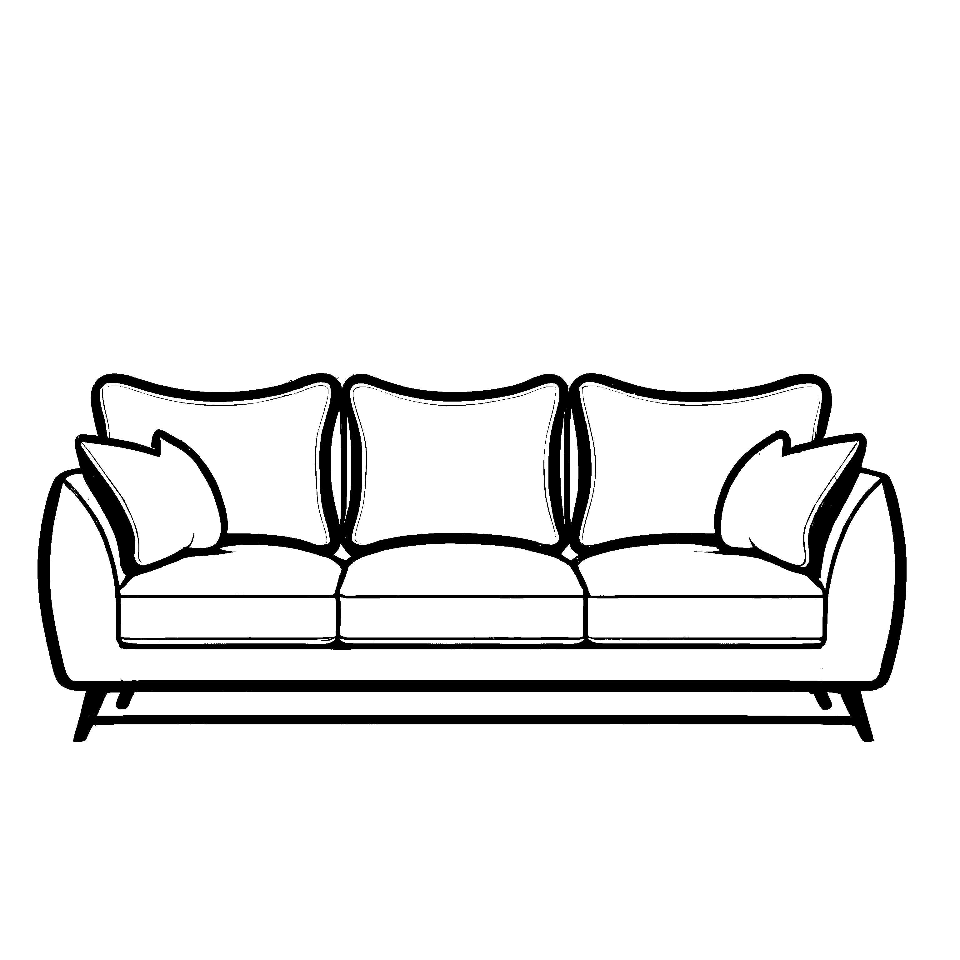 Stylisches Designer-Sofa mit runden Formen Ausmalvorlage für kreative Raumgestalter und kleine Wohnträumer