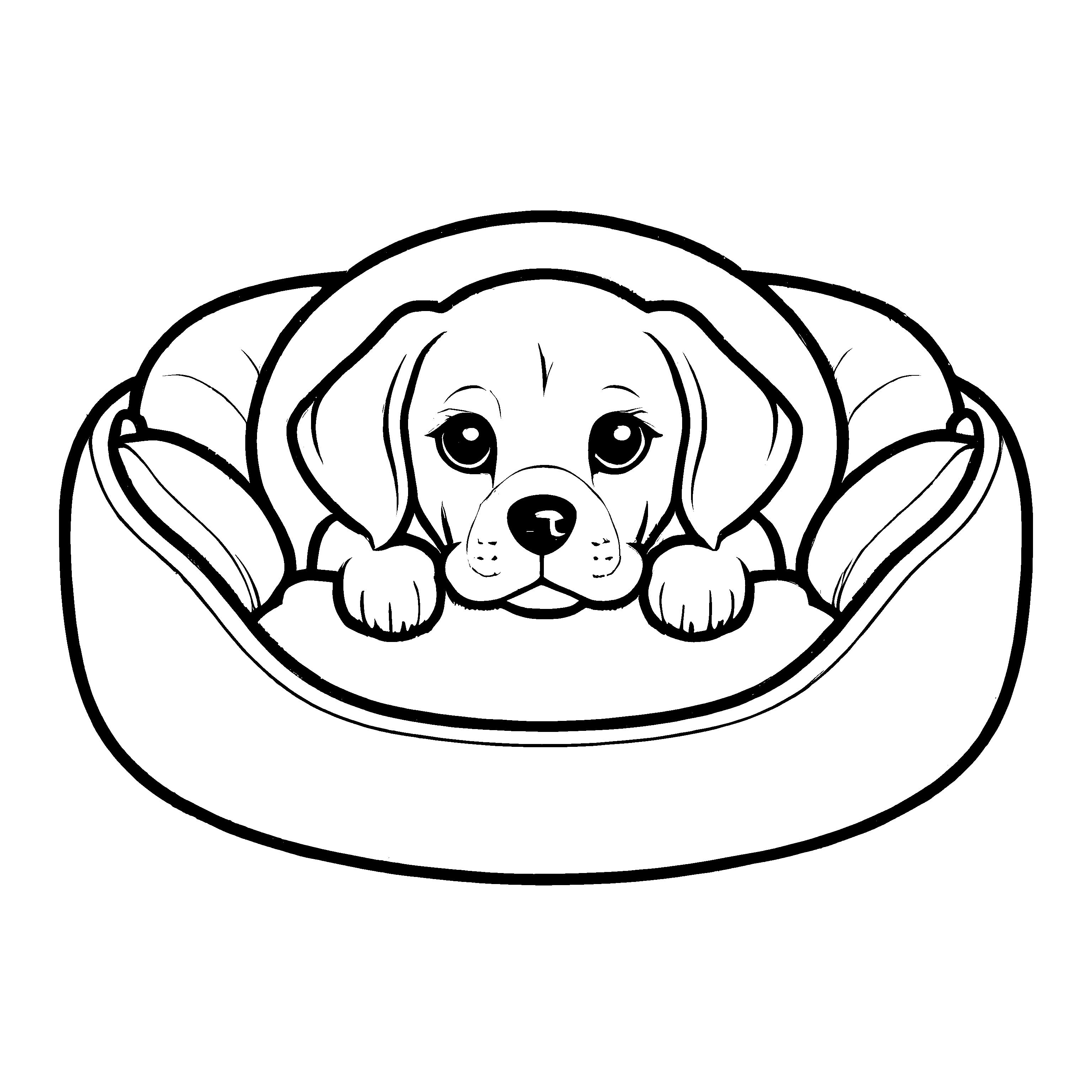 Wunderschönes Hundekörbchen-Bastelmotiv für kreative Momente