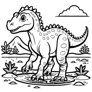 Majestätischer Pachycephalosaurus im spritzigen Wasser Malvorlage für kleine Umweltforscher