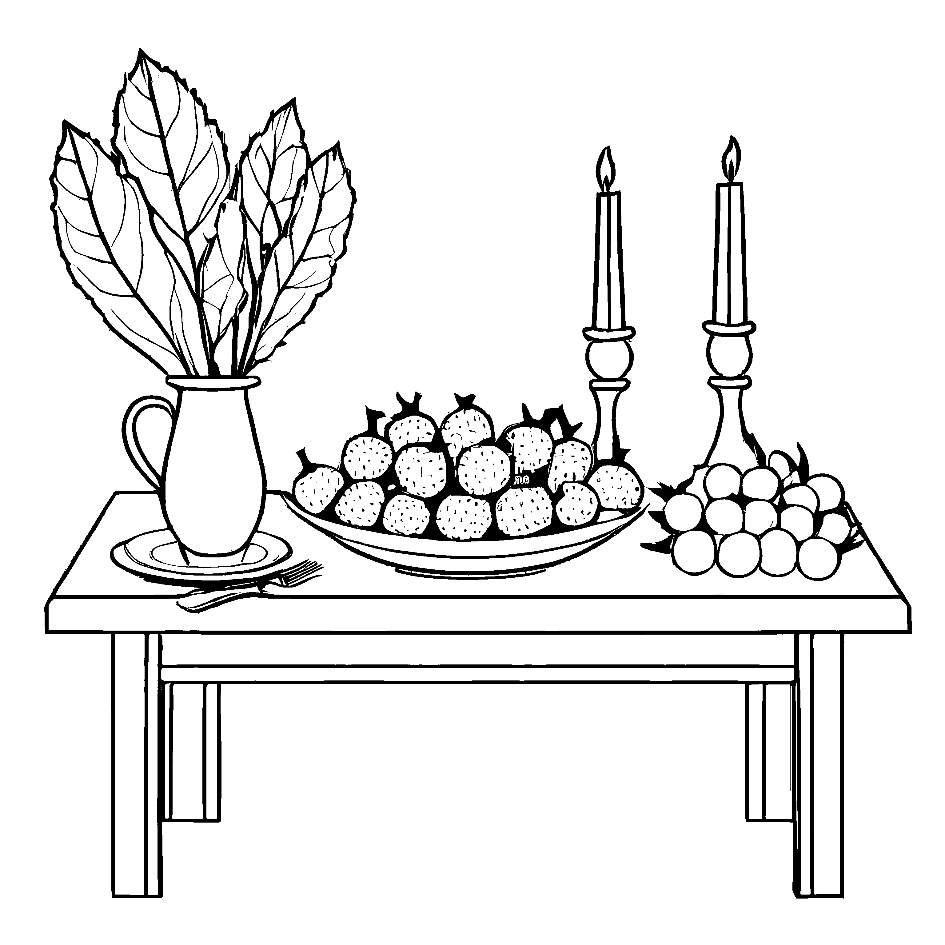 Schmackhafte Litschi im eleganten Arrangement Ausmalvorlage für kleine Kunstschaffende