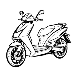 Stylisches Moped mit schlichtem Design und robusten Reifen Ausmalbild für kreative Freigeister auf zwei Rädern