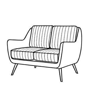 Futuristisches Zweisitzer-Sofa mit klaren Linien Malvorlage für neugierige Designentdecker
