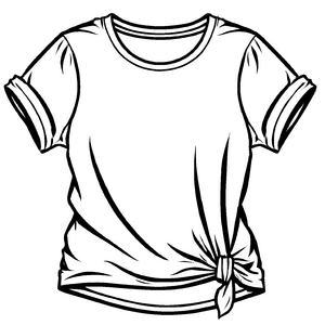 Charmantes Damen-T-Shirt mit verspieltem Knoten Ausmalmotiv für kreative Fashionistas
