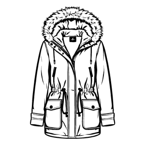 Modische Damenjacke mit kuscheliger Kapuze Ausmalvorlage für trendbewusste Kreative