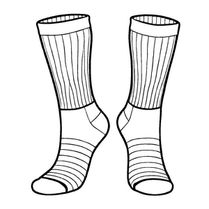 Zwei stilvolle Herrensocken in schickem Weiß Ausmalvorlage für kreative Trendsetter