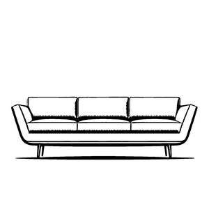 Bezauberndes Retro-Sofa mit Katzenohren Ausmalbild für kleine Designentdecker