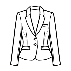 Trendiger Damen-Blazer mit modischem Schnitt Ausmalvorlage für stilbewusste Kreativlinge