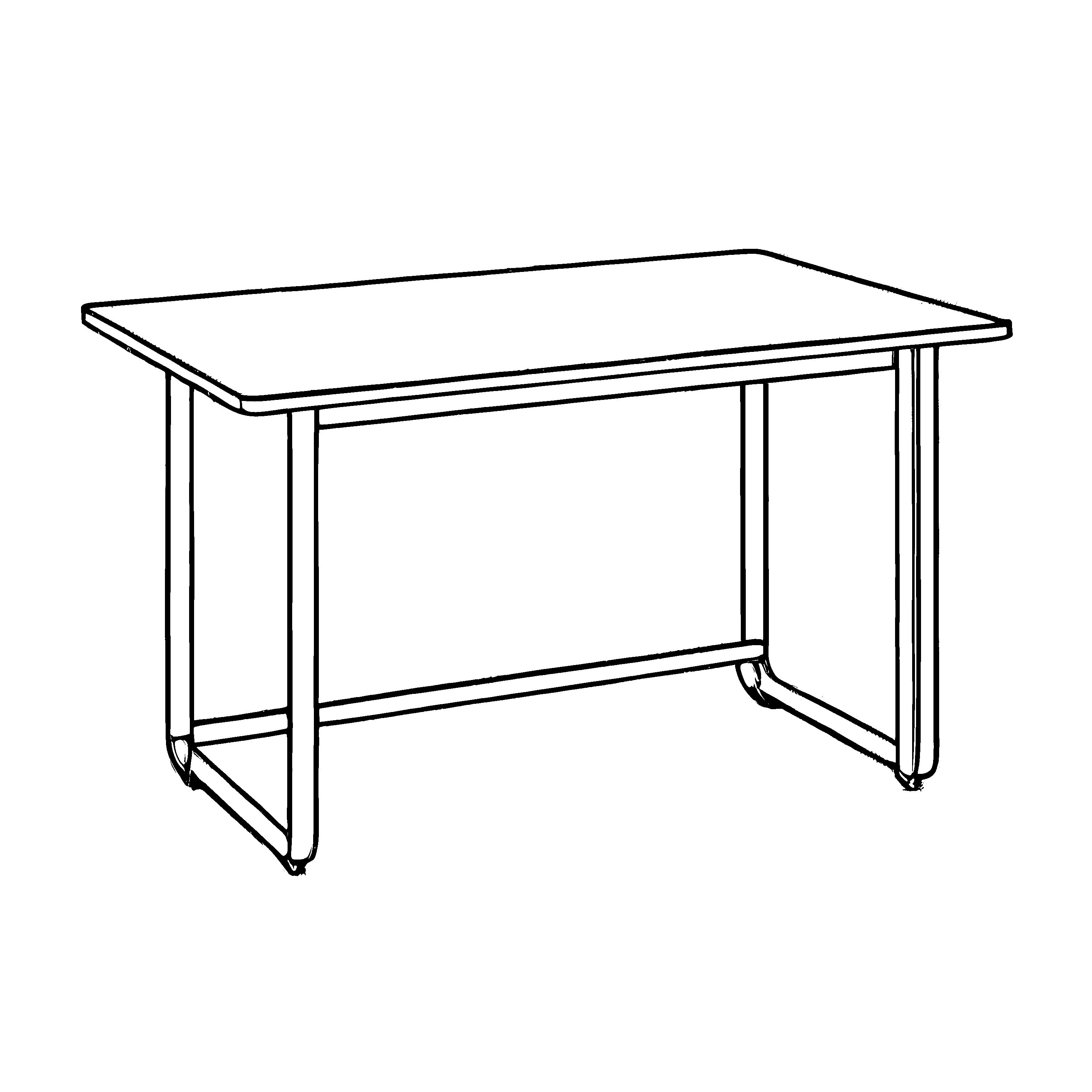 Eleganter Bauhaus-Tisch mit geometrischen Formen Ausmalbild für fantasievolle Raumkünstler