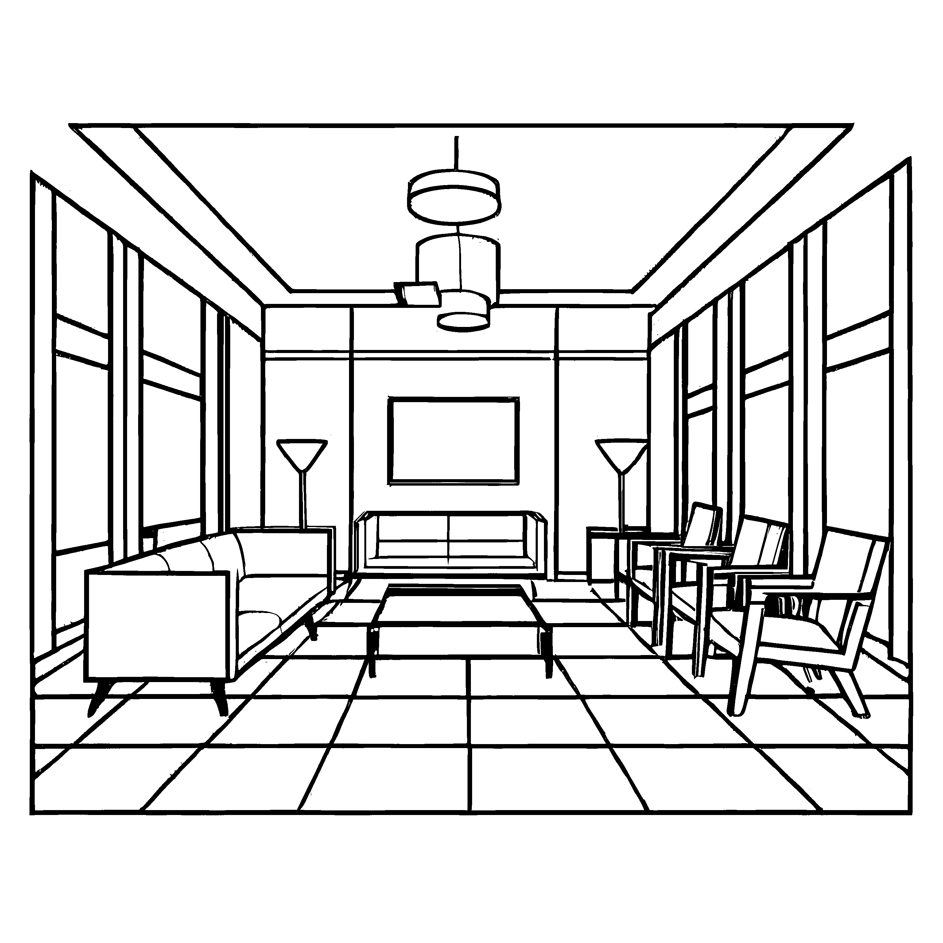 Modischer Bauhaus-Tisch mit klaren Linien Malvorlage für träumende Interior-Entdecker