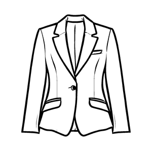 Stylischer Damen-Blazer mit schwarzen Knöpfen Ausmalbild für modebewusste Künstler