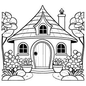 Besonderes Gartenhäuser-Ausmalbild für Groß und Klein